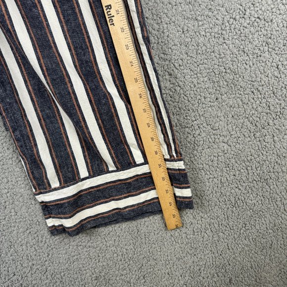 Banana Republic Pants Womens Sz 4 Blake Crop Striped Wide Leg Linen Blend Belted - Picture 4 of 13